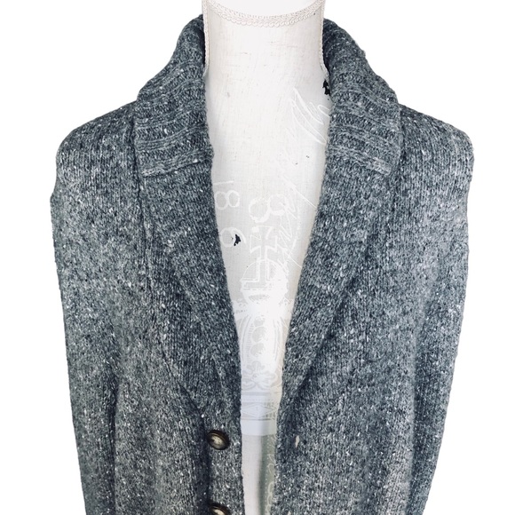 $10 NWOT HAGGAR Clothing Dark Gray Cardigan Sweater Big Buttons Wool Blend L - Picture 4 of 11